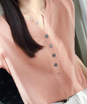 サマーニット Vネックニットトップス 送料無料 即日発送-6