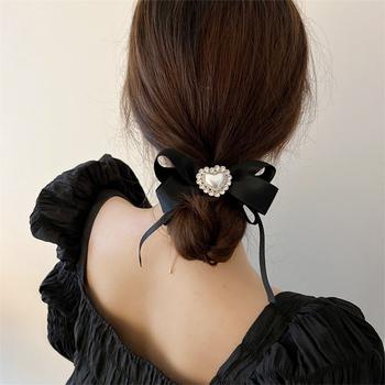 光沢シュシュ ヘアゴム ハート リボン 送料無料 即日発送-2