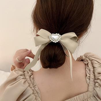 光沢シュシュ ヘアゴム ハート リボン 送料無料 即日発送-4