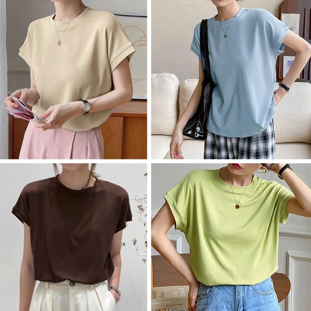 フレンチスリーブ 半袖 Tシャツ 送料無料 即日発送-4