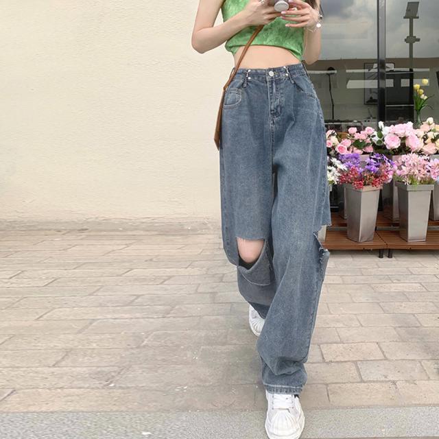 デニムパンツ ダメージ ジーンズ 春夏秋 送料無料 即日発送-1