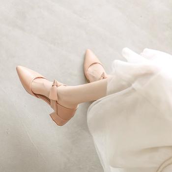 パンプス 痛くない リボンパンプスヒール 送料無料 即日発送-7