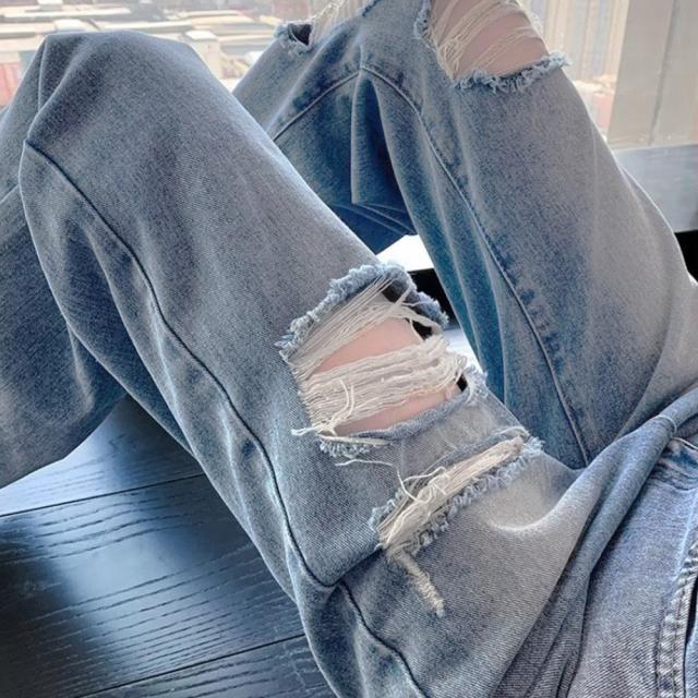 ダメージ デニムパンツ レディース着やせ SK19737153-3741 送料無料 即日発送-9