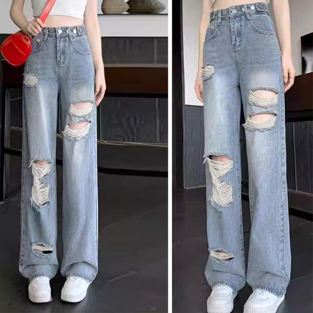 ダメージ デニムパンツ レディース着やせ SK19737153-3741 送料無料 即日発送-8