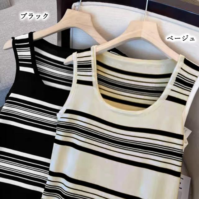ニットワンピース ボーダー柄タンクワンピ 送料無料 即日発送-1