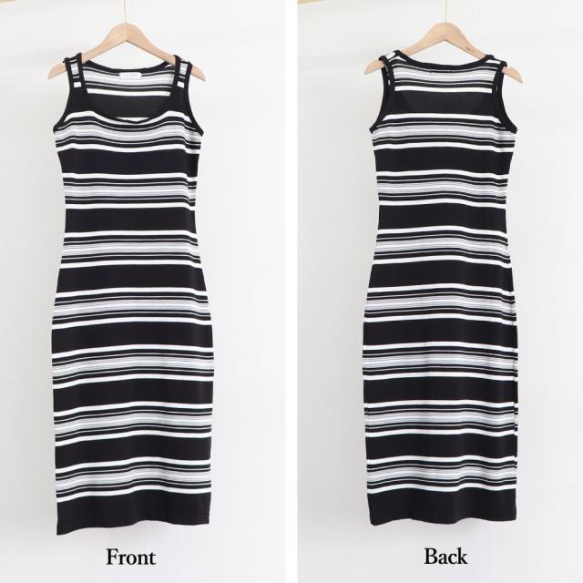 ニットワンピース ボーダー柄タンクワンピ 送料無料 即日発送-2