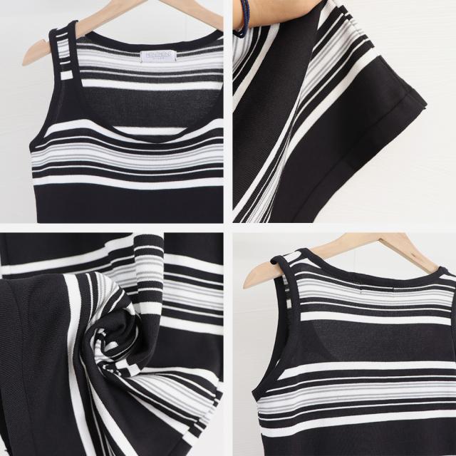 ニットワンピース ボーダー柄タンクワンピ 送料無料 即日発送-3