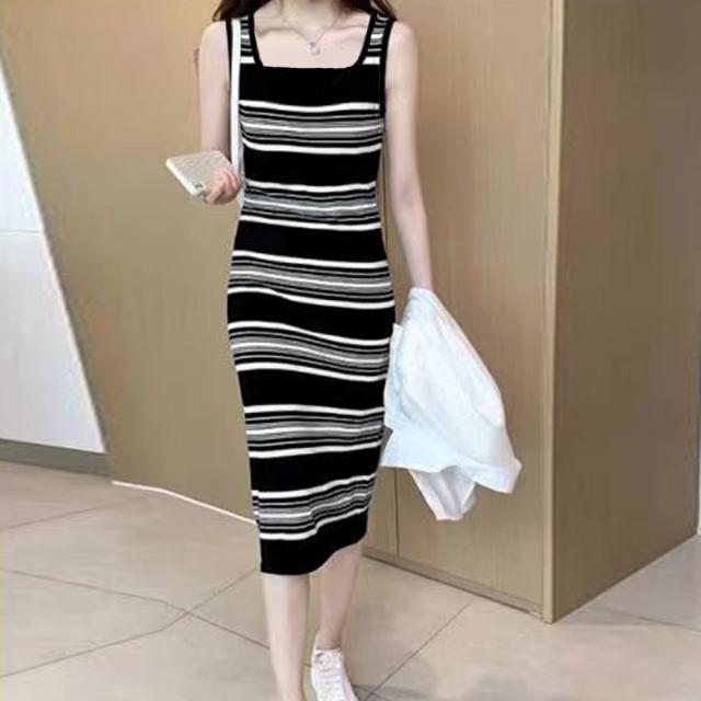 ニットワンピース ボーダー柄タンクワンピ 送料無料 即日発送-6