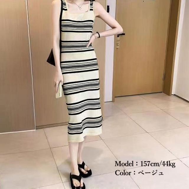 ニットワンピース ボーダー柄タンクワンピ 送料無料 即日発送-8