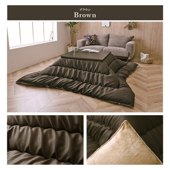 こたつ布団 約205×245cm 単品 ふっくら 日本製 無地 レザー調 ルージュ 送料無料-7