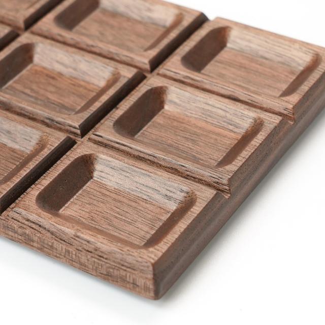 木製 板チョコ型プレート ブラウン ホワイト 日本製 送料無料-1