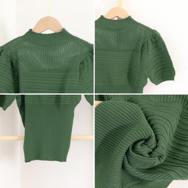 サマーニット レディーストップス薄手半袖 送料無料 即日発送-3