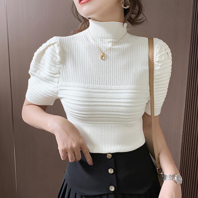 サマーニット レディーストップス薄手半袖 送料無料 即日発送-5