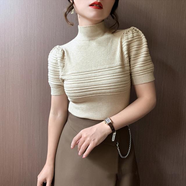 サマーニット レディーストップス薄手半袖 送料無料 即日発送-6