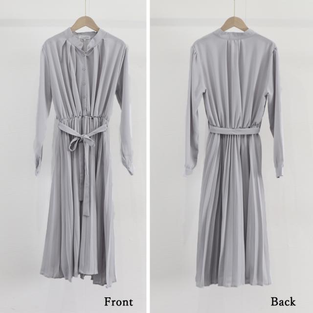 ロングワンピース 長袖プリーツワンピ 送料無料 即日発送-2