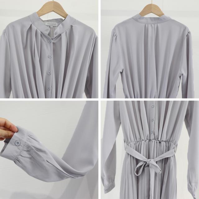 ロングワンピース 長袖プリーツワンピ 送料無料 即日発送-3