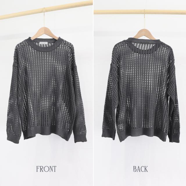 メッシュニット 透かし編みトップス 長袖 SK19802950-4657 送料無料 即日発送-2