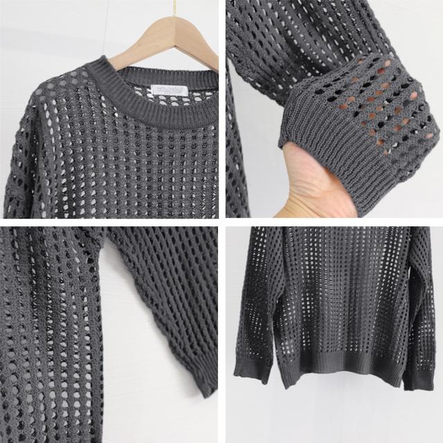 メッシュニット 透かし編みトップス 長袖 SK19802950-4657 送料無料 即日発送-3