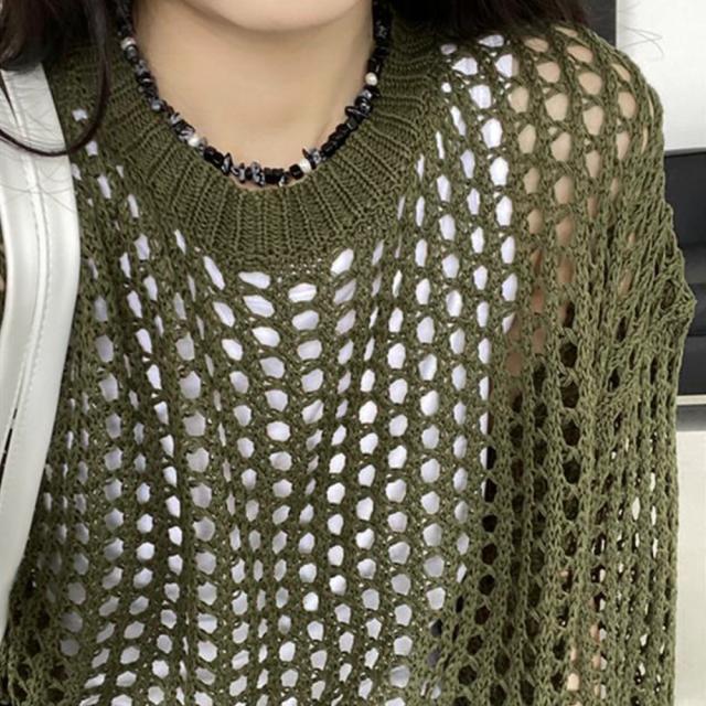 メッシュニット 透かし編みトップス 長袖 SK19802950-4657 送料無料 即日発送-7