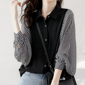 シャツブラウス 長袖 レディース 春夏秋 送料無料 即日発送-0