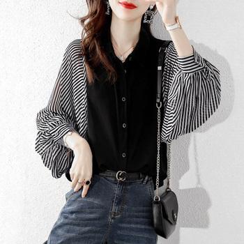 シャツブラウス 長袖 レディース 春夏秋 送料無料 即日発送-1