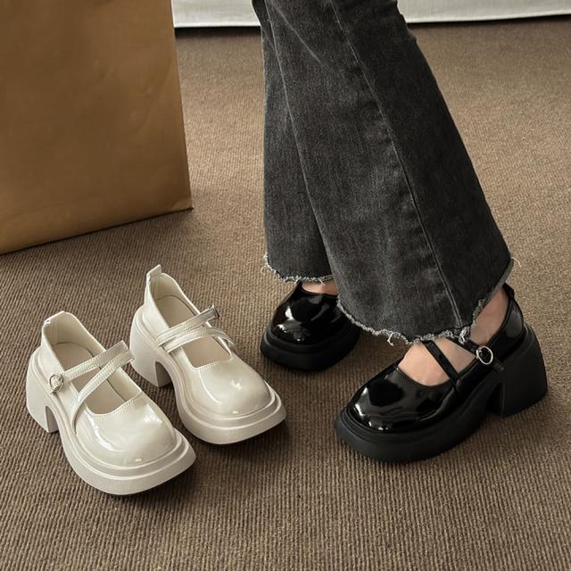 パンプス 厚底 ダブルストラップ 送料無料 即日発送-2