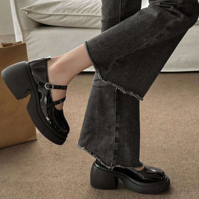 パンプス 厚底 ダブルストラップ 送料無料 即日発送-3