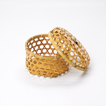 白竹 かぶせ蓋付料理篭 丸 中 日本製 送料無料-1