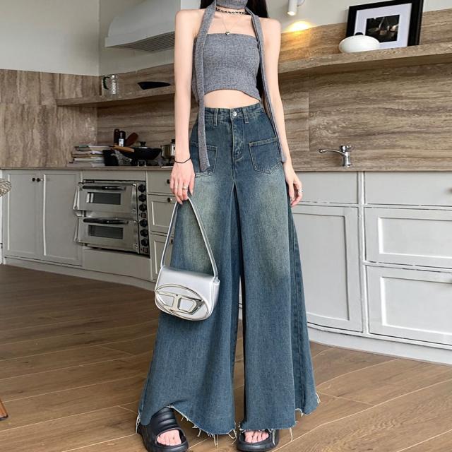 ワイドデニム レディースフレアパンツ 送料無料 即日発送-5