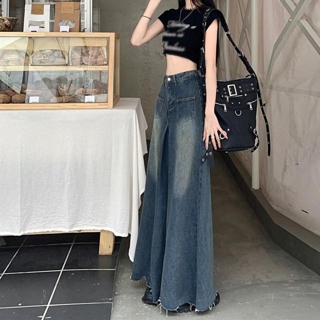 ワイドデニム レディースフレアパンツ 送料無料 即日発送-6