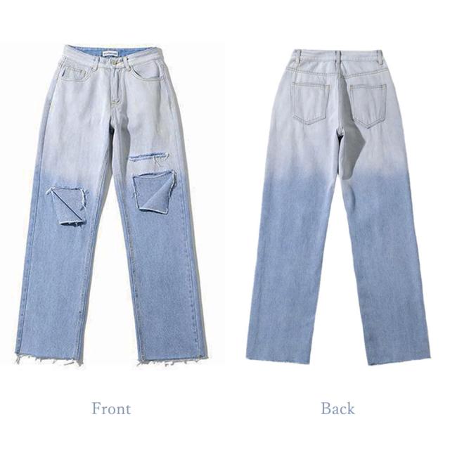 ダメージ デニムパンツ ハイウエスト SK19827337-5405 送料無料 即日発送-2