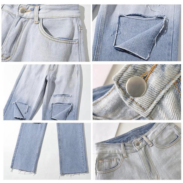 ダメージ デニムパンツ ハイウエスト SK19827337-5405 送料無料 即日発送-3