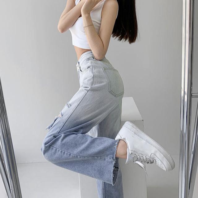 ダメージ デニムパンツ ハイウエスト SK19827337-5405 送料無料 即日発送-5