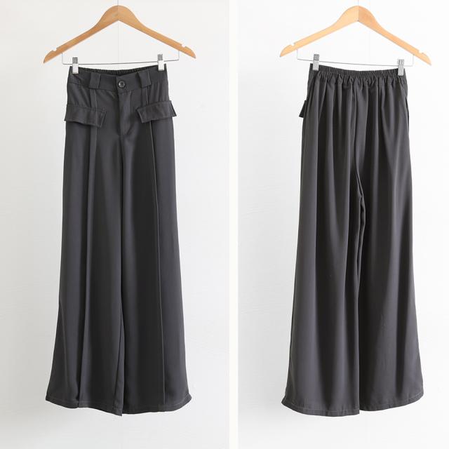 ワイドパンツ ハイウエストスラックス脚長 送料無料 即日発送-2