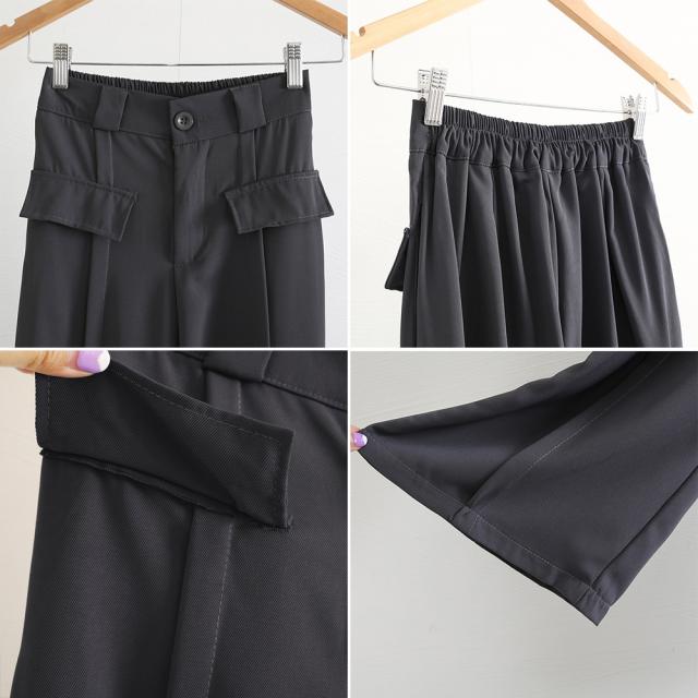 ワイドパンツ ハイウエストスラックス脚長 送料無料 即日発送-3