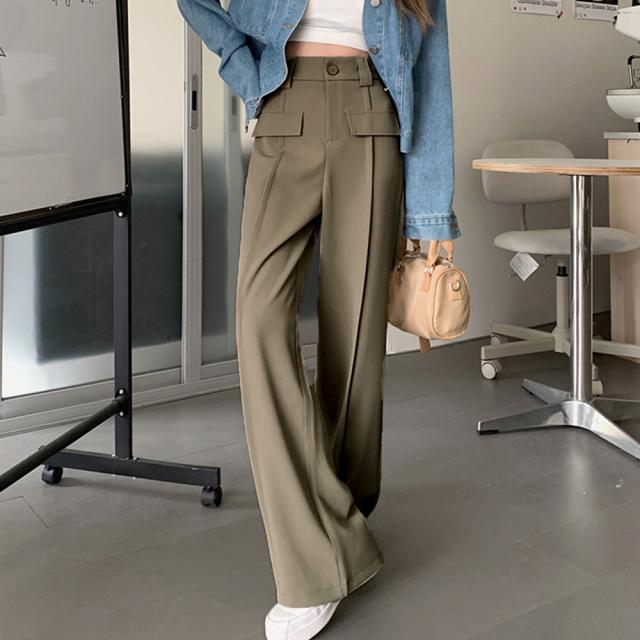 ワイドパンツ ハイウエストスラックス脚長 送料無料 即日発送-6