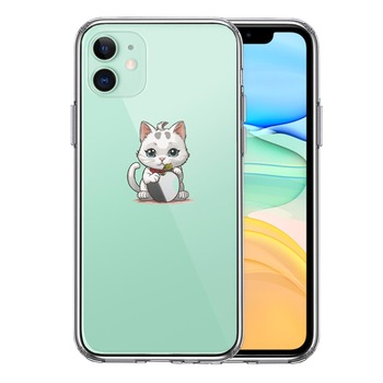 iPhone11 ケース クリア にゃんこ りんご なでなで スマホケース 側面ソフト 背面ハード ハイブリッド 送料無料-0