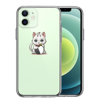 iPhone12mini ケース クリア にゃんこ りんご なでなで スマホケース 側面ソフト 背面ハード ハイブリッド  送料無料-0