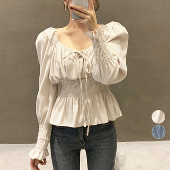 ウエストシャーリングブラウス レディース 送料無料 即日発送-0