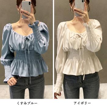 ウエストシャーリングブラウス レディース 送料無料 即日発送-1