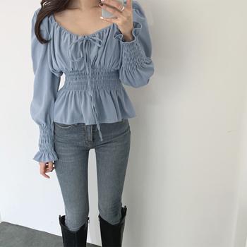 ウエストシャーリングブラウス レディース 送料無料 即日発送-3