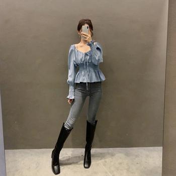 ウエストシャーリングブラウス レディース 送料無料 即日発送-4