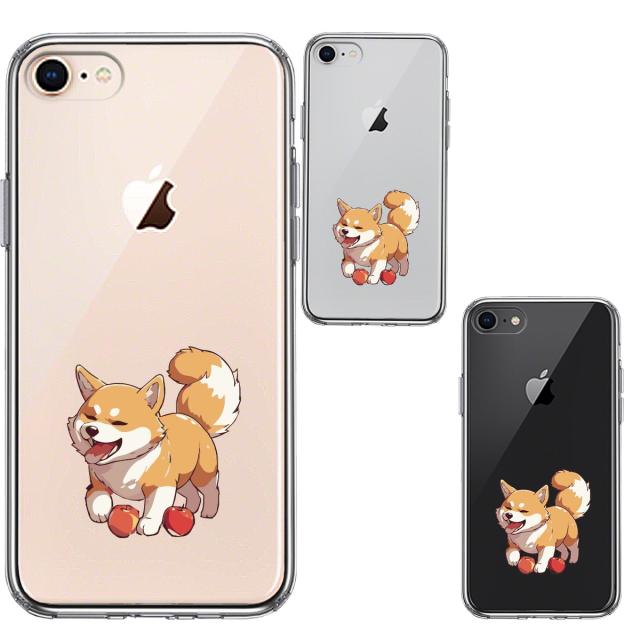 iPhone8 ケース クリア わんこ 柴犬 2 スマホケース 側面ソフト 背面ハード ハイブリッド 送料無料-1