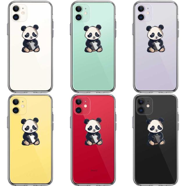 iPhone11 ケース クリア パンダ りんご なでなで スマホケース 側面ソフト 背面ハード ハイブリッド  送料無料-1