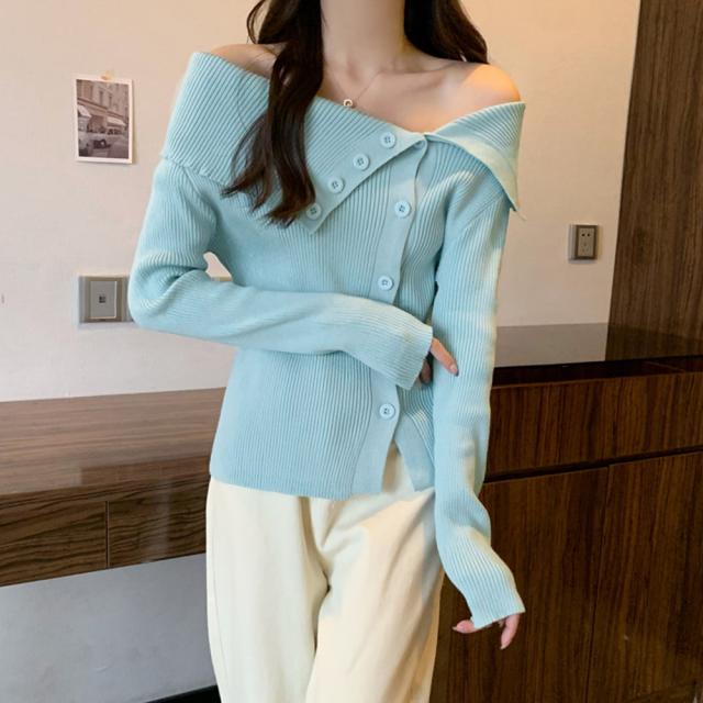 ニットトップス オフショルダーリブニット SK19921889-7226 送料無料 即日発送-4