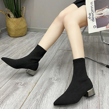 ストレッチブーツレディースショートブーツ 送料無料 即日発送-0