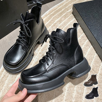 ショートブーツ 厚底 ワークブーツ 美脚 送料無料 即日発送-0