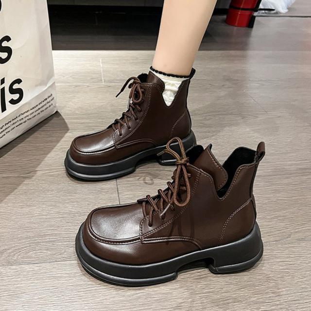 ショートブーツ 厚底 ワークブーツ 美脚 送料無料 即日発送-9