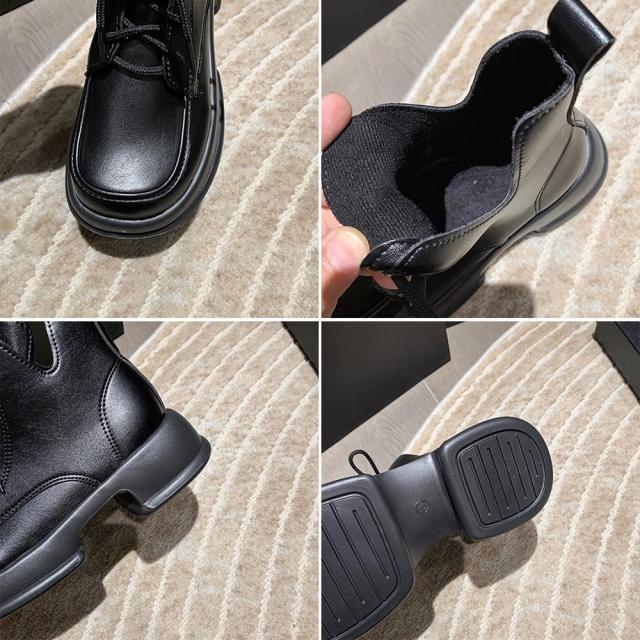 ショートブーツ 厚底 ワークブーツ 美脚 送料無料 即日発送-3