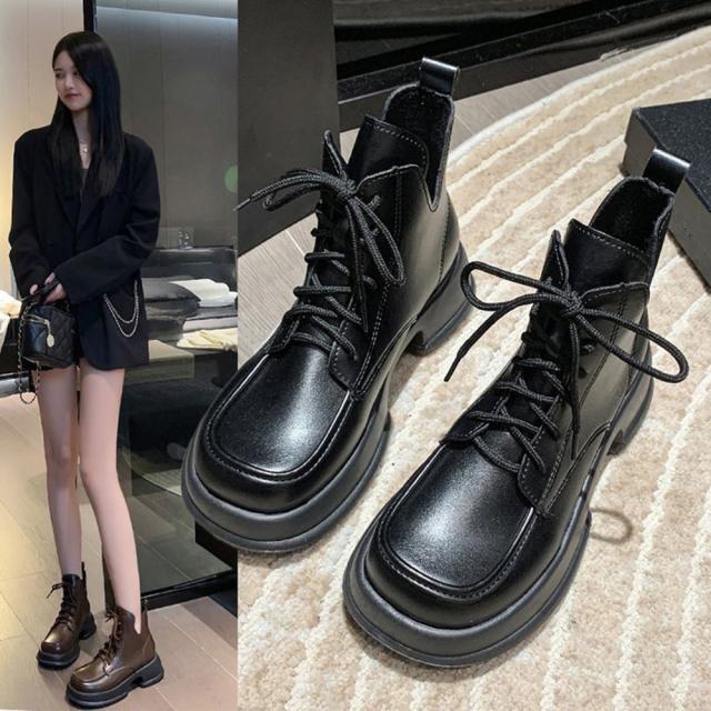 ショートブーツ 厚底 ワークブーツ 美脚 送料無料 即日発送-6